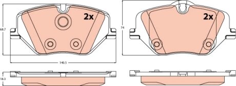 Комплект гальмівних колодок, дискове гальмо TRW GDB2608
