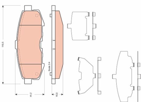 Комплект гальмівних колодок, дискове гальмо TRW GDB3406
