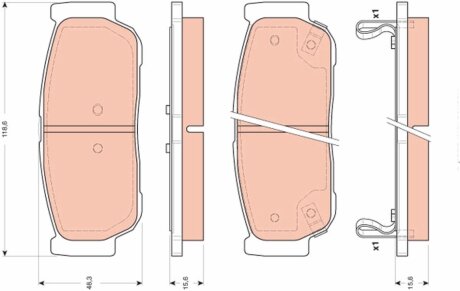 Комплект гальмівних колодок, дискове гальмо TRW GDB3413