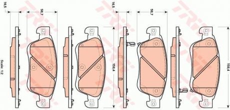 Комплект гальмівних колодок з 4 шт. дисків TRW GDB3503