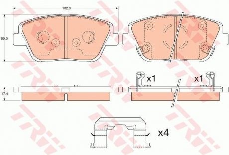 Комплект тормозных колодок из 4 шт. дисков TRW GDB3540 (фото 1)