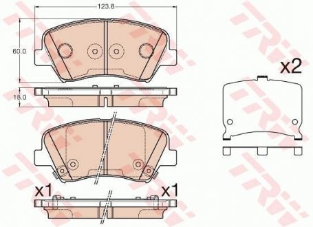 Комплект гальмівних колодок з 4 шт. дисків TRW GDB3552