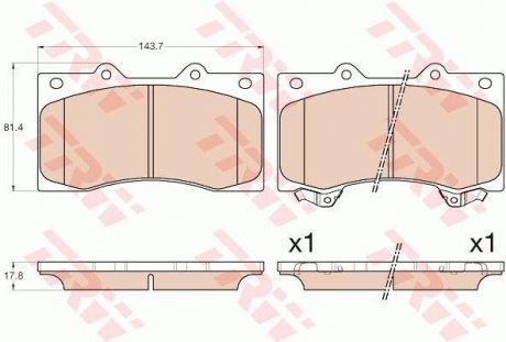 Комплект гальмівних колодок, дискове гальмо TRW GDB3560