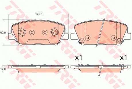 Комплект гальмівних колодок, дискове гальмо TRW GDB3582