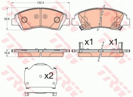 Комплект тормозных колодок из 4 шт. дисков TRW GDB3618 (фото 1)