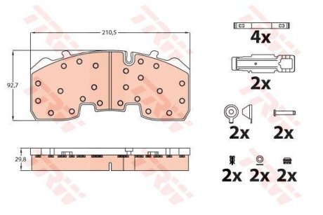 Комплект гальмівних колодок, дискове гальмо TRW GDB5092