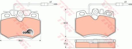 Комплект гальмівних колодок, дискове гальмо TRW GDB808