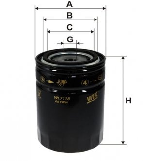 Фильтр масляный двигателя /OP563/1 (выр-во WIX-FILTERS UA) WIX FILTERS WL7118