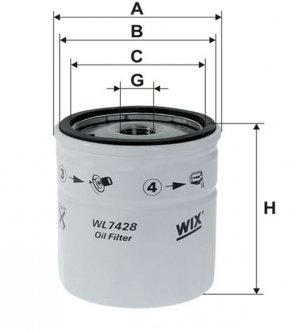 Фильтр масляный (w/o anti-drain) WIX FILTERS WL7428