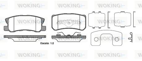 Тормозные колодки зад. CITROËN C4/DODGE AVENGER/CALIBER/JEEP COMPASS 1.6-2.4 06- WOKING P9033.22