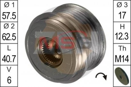 Шкив генератора инерционный ZEN ZN5428