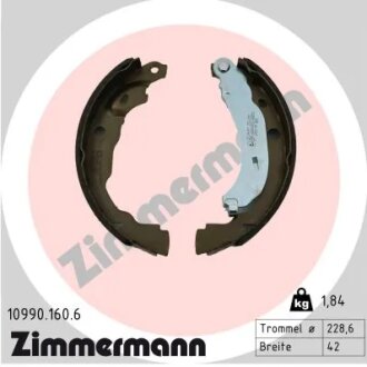Колодки гальмівні барабанні (комплект 4 шт) ZIMMERMANN 10990.160.6