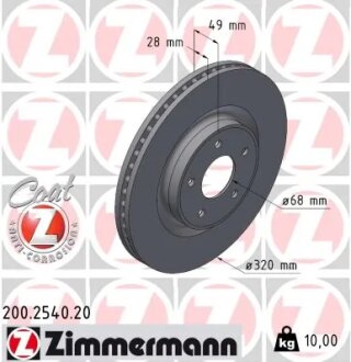Диск гальмівний ZIMMERMANN 200.2540.20