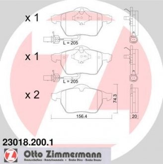 Колодки гальмівні дискові, к-кт ZIMMERMANN 230182001 (фото 1)