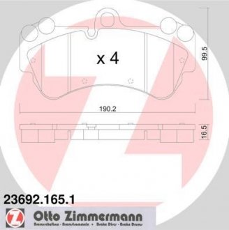 Колодки тормозные дисковые, к-кт ZIMMERMANN 236921651