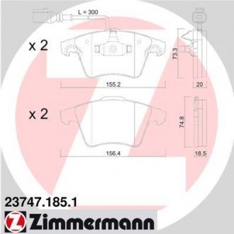 Колодки тормозные дисковые, к-кт ZIMMERMANN 237471851 (фото 1)