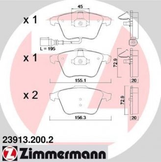 Колодки тормозные дисковые, к-кт ZIMMERMANN 239132002