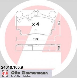 Колодки тормозные дисковые, к-кт ZIMMERMANN 240101659