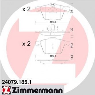 Колодки тормозные дисковые, к-кт ZIMMERMANN 240791851