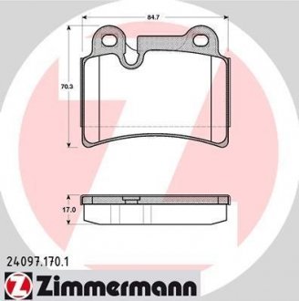 Колодки тормозные дисковые, к-кт ZIMMERMANN 240971701