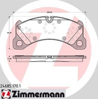 Колодки тормозные дисковые, к-кт ZIMMERMANN 246851701