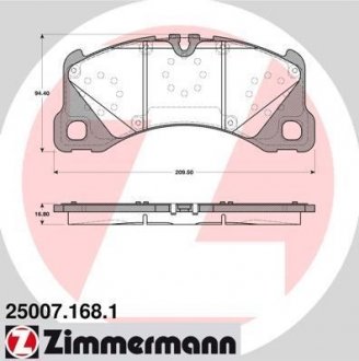 Колодки тормозные дисковые, к-кт ZIMMERMANN 250071681