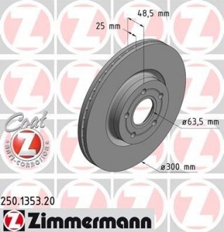 Диск тормозной ZIMMERMANN 250.1353.20 (фото 1)