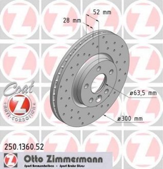 Диск тормозной ZIMMERMANN 250.1360.52 (фото 1)