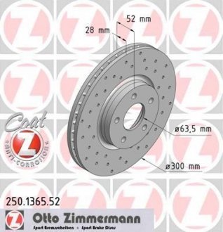 Диск тормозной ZIMMERMANN 250.1365.52