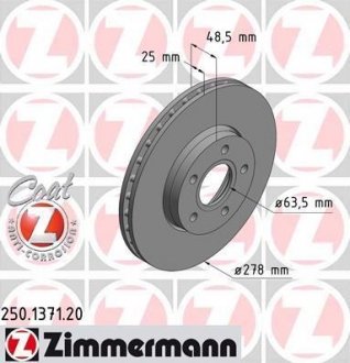 Диск тормозной ZIMMERMANN 250.1371.20