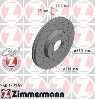 Диск тормозной ZIMMERMANN 250.1371.52