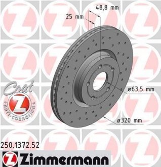 Диск тормозной ZIMMERMANN 250.1372.52 (фото 1)