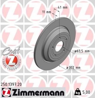 Диск тормозной ZIMMERMANN 250.1397.20