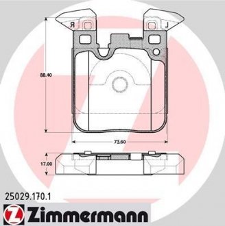 Колодки тормозные дисковые, к-кт ZIMMERMANN 250291701 (фото 1)