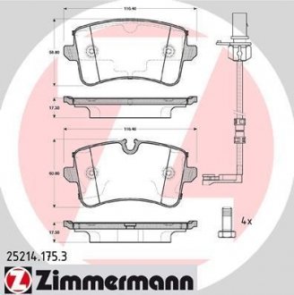 Колодки тормозные дисковые, к-кт ZIMMERMANN 252141753 (фото 1)