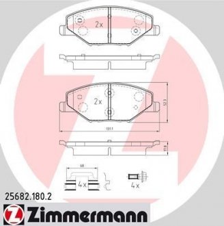 Колодки тормозные дисковые, к-кт ZIMMERMANN 256821802 (фото 1)