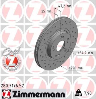 Диск тормозной ZIMMERMANN 280.3176.52