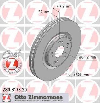 Диск тормозной Coat Z ZIMMERMANN 280317820