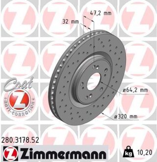 Диск тормозной ZIMMERMANN 280.3178.52