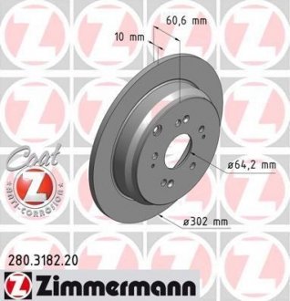 Диск гальмівний Coat Z ZIMMERMANN 280318220 (фото 1)