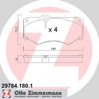 Колодки тормозные дисковые, к-кт ZIMMERMANN 297841801