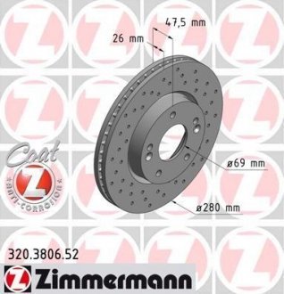 Диск тормозной ZIMMERMANN 320.3806.52