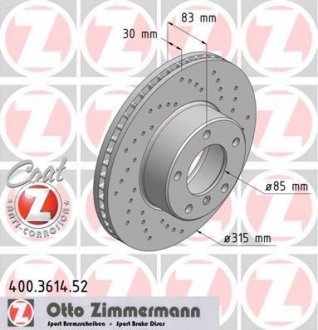 Диск тормозной ZIMMERMANN 400.3614.52