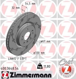 Диск тормозной ZIMMERMANN 400.3648.54