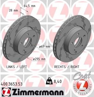 Диск гальмівний ZIMMERMANN 400.3653.53