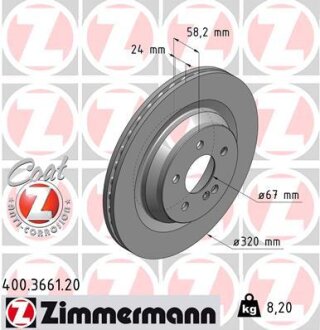 Диск тормозной Coat Z ZIMMERMANN 400366120