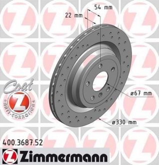 Диск гальмівний ZIMMERMANN 400.3687.52