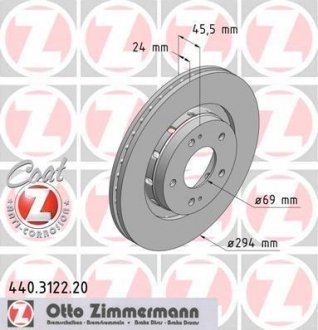 Диск гальмівний Coat Z ZIMMERMANN 440312220