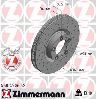 Диск гальмівний SPORT Z лівий ZIMMERMANN 460450652