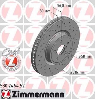 Диск тормозной ZIMMERMANN 530.2464.52